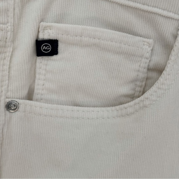 AG The Stevie Slim Straight Ankle Jeans Corduroy Cords Creme Ivory Stretch Sz 32 - Picture 11 of 16